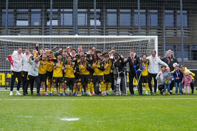 Thursday, 14 05 2026 Season 2025 2026 Final U17 Westfalenpokal at BVB Fußballpark Hohenbuschei, Dortmund, Germany BV Borussia Dortmund U17 VfL Bochum U17 Winner photo of BVB U17 after winning the Westfalenpokal