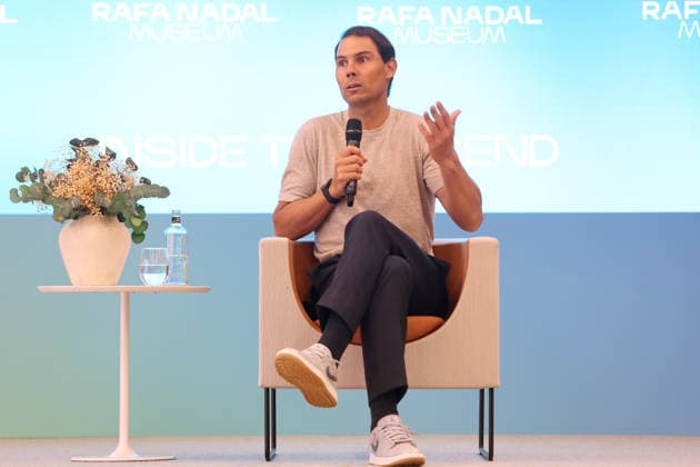Rafa Nadal inaugura en Manacor las renovadas instalaciones de su museo interactivo El tenista Rafael Nadal ofrece declaraciones a los medios durante la presentación de la ampliación del Rafa Nadal Museum en su complejo deportivo de Manacor, a 14 de mayo de 2026, en Manacor, Baleares (Espana). El renovado espacio cultural triplica su superficie de exposición e incorpora las últimas tecnologías y simuladores interactivos, consolidándose como uno de los principales atractivos turísticos y deportivos de la isla de Mallorca. 14 MAYO 2026 Manacor, Baleares Manacor, Baleares Espana *** Rafa Nadal inaugurates in Manacor the renovated facilities of his interactive museum Tennis player Rafael Nadal makes statements to the media during the presentation of the expansion of the Rafa Nadal Museum in his sports complex in Manacor, on May 14, 2026, in Manacor, Balearic Islands Spain The renovated cultural space triples its exhibition area and incorporates the latest technologies and interactive simulators, consolidating itself as one of the main tourist and sports attractions of the island of Mallorca 14 MAY 2026 Manacor, Balearic Islands Manacor, Balearic Islands Spain  Copyright: xIsaacxBujx 7522738