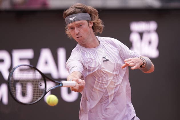 Andrey Rublev during the match between Jannik Sinner (ITA) vs Andrey Rublev at the Italian Open in Rome, Thursday, May 14, 2026. (Alfredo Falcone LaPresse)  Copyright: xAlfredoxFalcone LaPressex