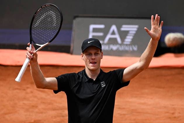 May 14, 2026, Rome, Italy: Jannik Sinner of Italy celebrates after winning his men s singles quarterfinals match against Andrey Rublev of Russia (not pictured) at the Italian Open tennis tournament in Rome, Italy, 14 May 2026. ANSA RICCARDO ANTIMIANI. Italian Open Tennis Tournament  - ZUMAa110 20260514_zaf_a110_032 Copyright: xRiccardoxAntimianix