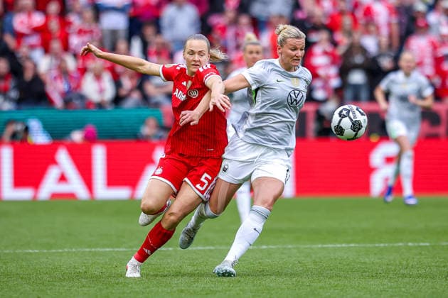 2026 05 14, xkwix, Football, Final DFB Cup Women, VfL Wolfsburg FC Bayern Munich, Season 2025 2026, Rhein Energie Stadium in Cologne Alexandra Popp VfL Wolfsburg Women 11 in duel against Magdalena Eriksson FC Bayern Munich Women 5 DFB regulations prohibit any use of photographs as image sequences and or quasi video Photo xKamilxWilkowskixPressefotoKochx Nordrhein Westfalen Germany