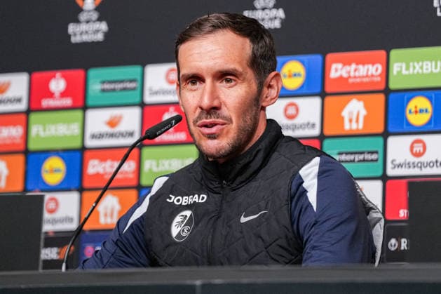 Pressekonferenz SC Freiburg, 14.05.2026 Julian Schuster (SC Freiburg, Trainer) Pressekonferenz SC Freiburg, 14.05.2026 *** Press conference SC Freiburg, 14 05 2026 Julian Schuster SC Freiburg, Coach Press conference SC Freiburg, 14 05 2026 Copyright: xBEAUTIFULxSPORTS Boscox