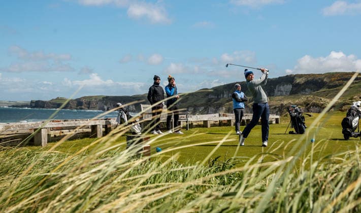 REPRO FREE *PRESS RELEASE NO REPRODUCTION FEE* EDITORIAL USE ONLY North of Ireland Men s Amateur Open, Royal Portrush Golf Club 14 5 2026 Conor Byers tees off the 6th Conor Byers tees off the 6th 14 5 2026  Copyright: x INPHO NickxElliottx NE1L6070