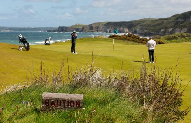 REPRO FREE *PRESS RELEASE NO REPRODUCTION FEE* EDITORIAL USE ONLY North of Ireland Men s Amateur Open, Royal Portrush Golf Club 14 5 2026 A general view of the action on the 5th green A general view of the action on the 5th green 14 5 2026  Copyright: x INPHO NickxElliottx NE1L6273