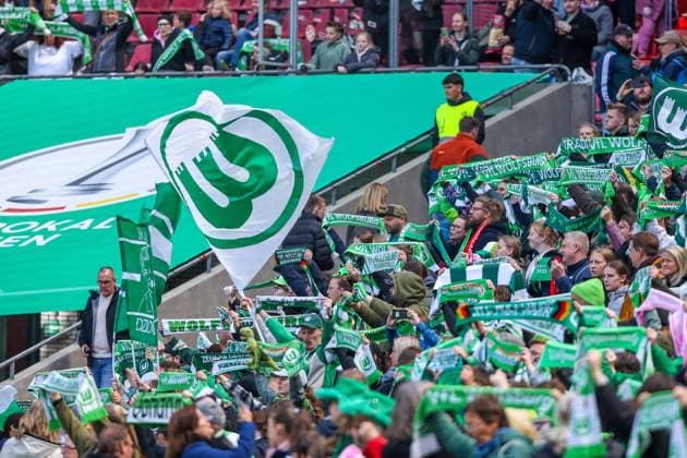 2026 05 14, xkwix, Football, Final DFB Cup Women, VfL Wolfsburg FC Bayern Munich, Season 2025 2026, Rhein Energie Stadium in Cologne The block of Wolfsburg supporters DFB regulations prohibit any use of photographs as image sequences and or quasi video Photo xKamilxWilkowskixPressefotoKochx Nordrhein Westfalen Germany