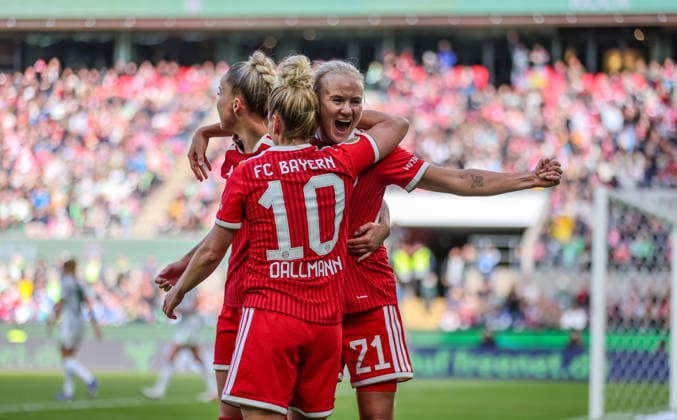 GER, Cologne, Vfl Wolfsburg vs FC Bayern Munich, DFB Cup Women, Football, DFB, Season 2025 2026, Rhein Energie Stadion, Final in picture Pernille Harder Bayern Munich 21 , 2 0, Goal, Joy, Cheering and Emotion DFB DFL REGULATIONS PROHIBIT ANY USE OF PHOTOGRAPHS AS IMAGE SEQUENCES AND OR QUASI VIDEO, 14 05 2026 Copyright: HMBxMedia HendrikxHamelau