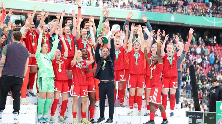 14 05 2026, xrekx, Football DFB Womens Cup Final, VfL Wolfsburg FC Bayern Munich v l DFB Cup Winners FC Bayern Muenchen DFL DFB REGULATIONS PROHIBIT ANY USE OF PHOTOGRAPHS as IMAGE SEQUENCES and or QUASI VIDEO Cologne