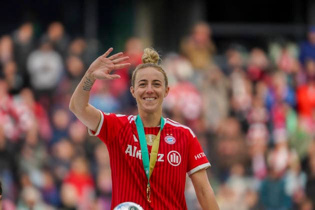 Germany Football DFB Cup Women 2025 2026, Final VfL Wolfsburg vs Bayern Munich RheinEnergieStadion Cologne Joy, emotions, jubilation Franziska Kett FC Bayern Munich Women, 20 Cologne Copyright: xAymanxAlahmedx