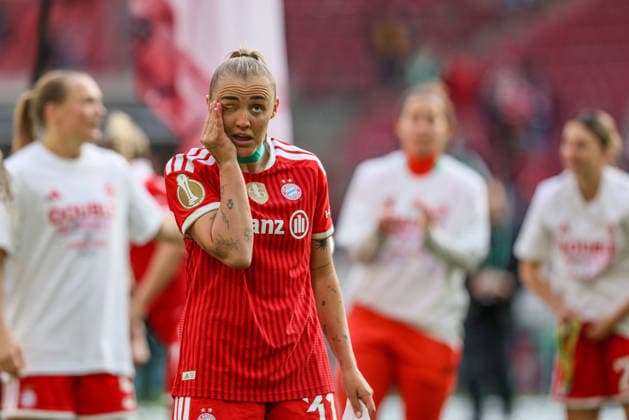 GER, Cologne, Vfl Wolfsburg vs FC Bayern Munich, DFB Cup Women, Football, DFB, Season 2025 2026, Rhein Energie Stadion, Final in picture Georgia Stanway Bayern Munich 31 , Emotions DFB DFL REGULATIONS PROHIBIT ANY USE OF PHOTOGRAPHS AS IMAGE SEQUENCES AND OR QUASI VIDEO, 14 05 2026 Copyright: HMBxMedia HendrikxHamelau