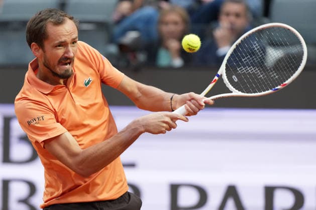 Daniil Medvedev of Russia during the match against Martin Landaluce of Spain at the Internazionali BNL d Italia 2026 tennis tournament at Foro Italico in Rome (Italy) on May, 14, 2026. AntoniettaxBaldassarre