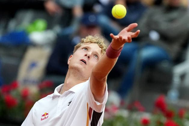 Martin Landaluce of Spain during the match against Daniil Medvedev of Russia at the Internazionali BNL d Italia 2026 tennis tournament at Foro Italico in Rome (Italy) on May, 14, 2026. AntoniettaxBaldassarre