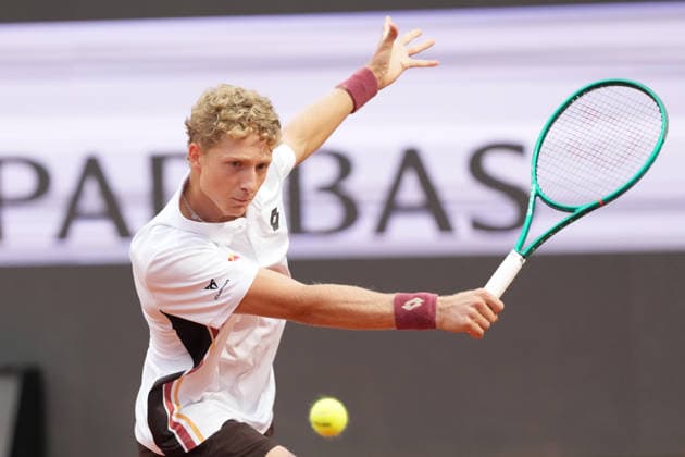 Martin Landaluce of Spain during the match against Daniil Medvedev of Russia at the Internazionali BNL d Italia 2026 tennis tournament at Foro Italico in Rome (Italy) on May, 14, 2026. AntoniettaxBaldassarre