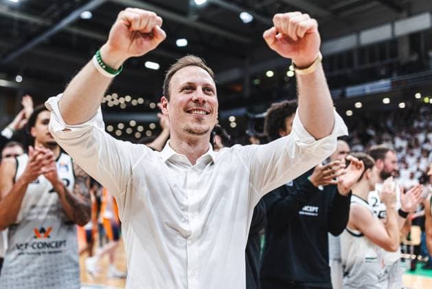 Jacques Schneider Gladiators Trier , Vet Concept Gladiators Trier vs Rostock Seawolves, Basketball, easyCredit BBL, Play Ins, Season 2025 2026, 14 05 2026 Vet Concept Gladiators Trier vs Rostock Seawolves, Basketball, easyCredit BBL, Play Ins, Season 2025 2026, 14 05 2026 Copyright: xEibner-Pressefoto AlexanderxNeisx EP_ANS