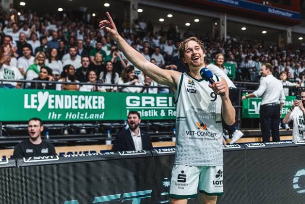 Marco Hollersbacher Gladiators Trier , Vet Concept Gladiators Trier vs Rostock Seawolves, Basketball, easyCredit BBL, Play Ins, Season 2025 2026, 14 05 2026 Vet Concept Gladiators Trier vs Rostock Seawolves, Basketball, easyCredit BBL, Play Ins, Season 2025 2026, 14 05 2026 Copyright: xEibner-Pressefoto AlexanderxNeisx EP_ANS