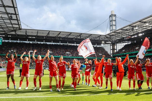 DFB Cup 46 Womens Final, VfL Wolfsburg FC Bayern Munich, 14 05 2026 FC Bayern after the DFB Cup 46 Womens Final, VfL Wolfsburg FC Bayern Munich Cologne, RheinEnergieSTADION 14 05 2025 Copyright: xBEAUTIFULxSPORTS Freisenx