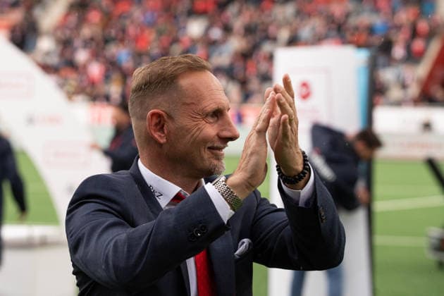 THUN, BERN - MAY 14: Head coach Mauro Lustrinelli of FC Thun after the match following the Brack Super League match between FC Thun and BSC Young Boys at Visana Arena on May 14, 2026 in Thun, Bern, Switzerland.  Copyright: xLivioxBaeriswylx xSPPx Sportspressphoto_SPR146410