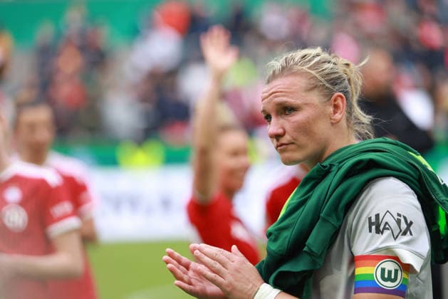 Alexandra Popp Wolfsburg dejected after defeat, Womens DFB Cup Final, VfL Wolfsburg vs FC Bayern Munich, Cologne, Germany, 14 05 2026