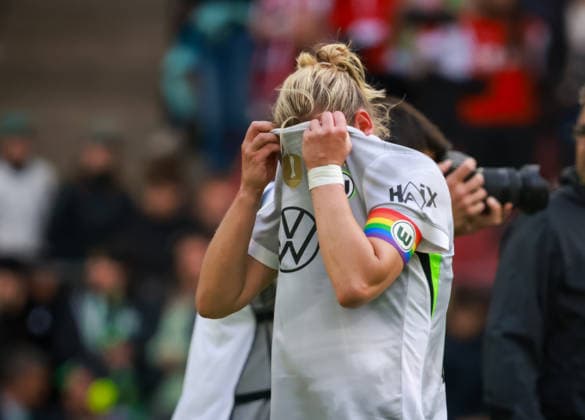 Alexandra Popp Wolfsburg dejected after defeat, Womens DFB Cup Final, VfL Wolfsburg vs FC Bayern Munich, Cologne, Germany, 14 05 2026