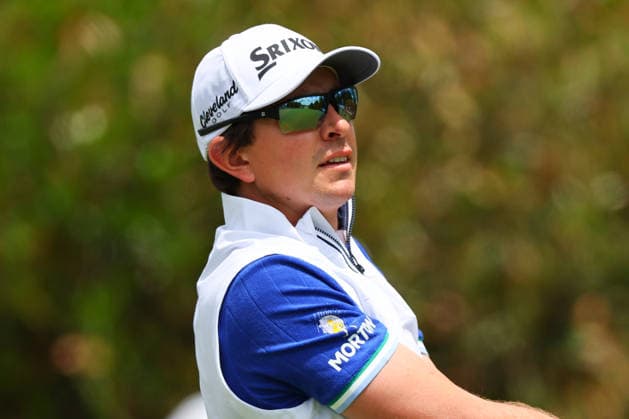 NEWTON SQUARE, PA - MAY 14: Nico Echavarria of Columbia tees off at the first tee during round 1 of the 2026 PGA, Golf Herren Championship on May 14, 2026 at Aronimink Golf Club in Newtown Square, Pennsylvania. (Photo by Rich Graessle Icon Sportswire) GOLF: MAY 14 PGA PGA Championship EDITORIAL USE ONLY Icon260514254731