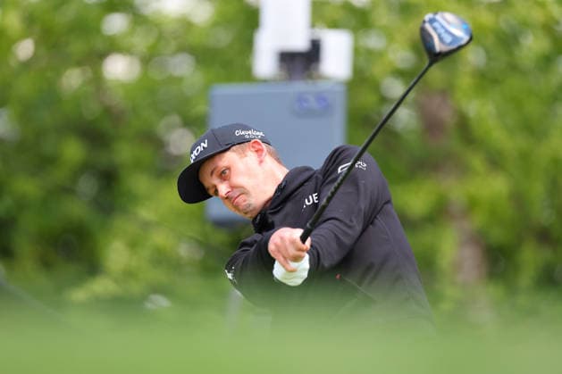 NEWTON SQUARE, PA - MAY 14: Andrwe Putnam of the United States tees off at the tenth tee during round 1 of the 2026 PGA, Golf Herren Championship on May 14, 2026 at Aronimink Golf Club in Newtown Square, Pennsylvania. (Photo by Rich Graessle Icon Sportswire) GOLF: MAY 14 PGA PGA Championship EDITORIAL USE ONLY Icon260514254931