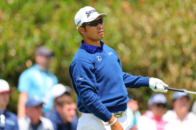 NEWTON SQUARE, PA - MAY 14: Hideki Matsuyama of Japan tees off at the first tee during round 1 of the 2026 PGA, Golf Herren Championship on May 14, 2026 at Aronimink Golf Club in Newtown Square, Pennsylvania. (Photo by Rich Graessle Icon Sportswire) GOLF: MAY 14 PGA PGA Championship EDITORIAL USE ONLY Icon260514255181