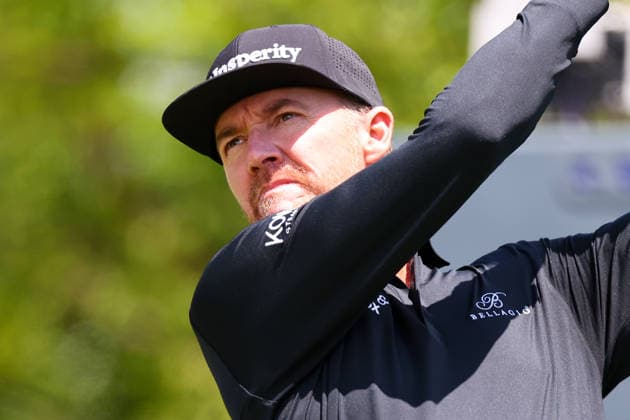 NEWTON SQUARE, PA - MAY 14: Jimmy Walker of the United States tees off at the tenth tee during round 1 of the 2026 PGA, Golf Herren Championship on May 14, 2026 at Aronimink Golf Club in Newtown Square, Pennsylvania. (Photo by Rich Graessle Icon Sportswire) GOLF: MAY 14 PGA PGA Championship EDITORIAL USE ONLY Icon260514255281