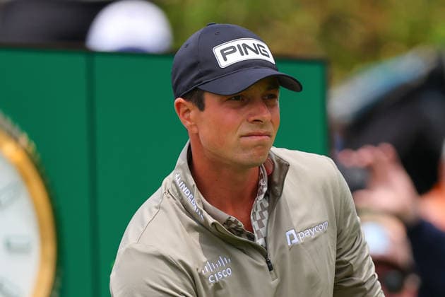 NEWTON SQUARE, PA - MAY 14: Viktor Hovland of Norway tees off at the first tee during round 1 of the 2026 PGA, Golf Herren Championship on May 14, 2026 at Aronimink Golf Club in Newtown Square, Pennsylvania. (Photo by Rich Graessle Icon Sportswire) GOLF: MAY 14 PGA PGA Championship EDITORIAL USE ONLY Icon260514255381