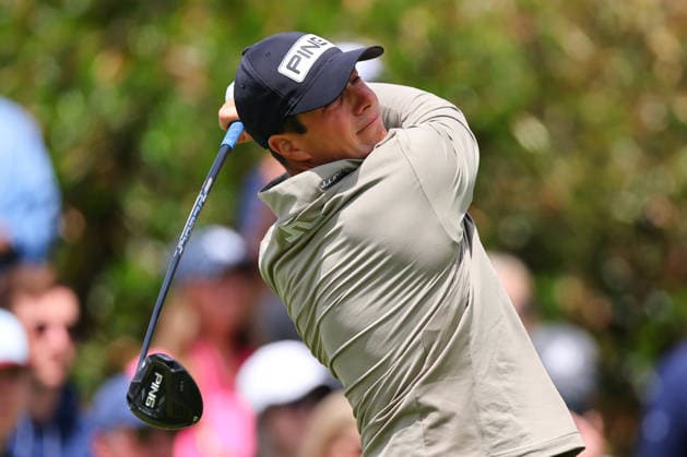NEWTON SQUARE, PA - MAY 14: Viktor Hovland of Norway tees off at the first tee during round 1 of the 2026 PGA, Golf Herren Championship on May 14, 2026 at Aronimink Golf Club in Newtown Square, Pennsylvania. (Photo by Rich Graessle Icon Sportswire) GOLF: MAY 14 PGA PGA Championship EDITORIAL USE ONLY Icon260514255391