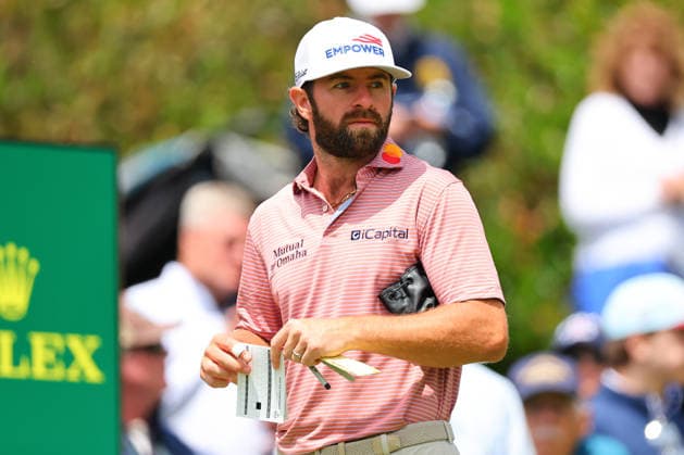 NEWTON SQUARE, PA - MAY 14: Cameron Young of the United States tees off at the first tee during round 1 of the 2026 PGA, Golf Herren Championship on May 14, 2026 at Aronimink Golf Club in Newtown Square, Pennsylvania. (Photo by Rich Graessle Icon Sportswire) GOLF: MAY 14 PGA PGA Championship EDITORIAL USE ONLY Icon260514255631