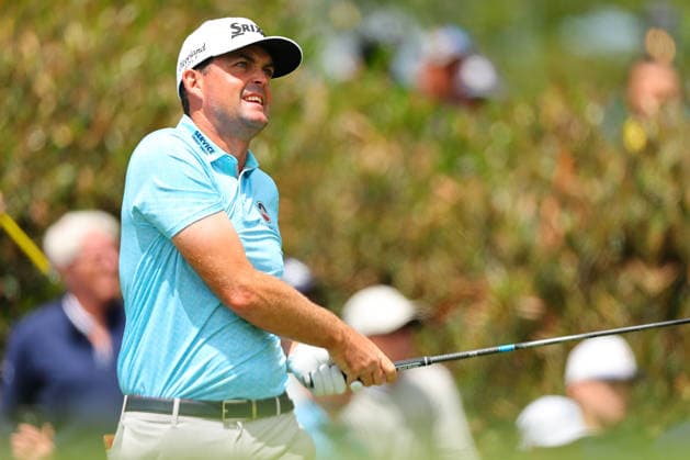 NEWTON SQUARE, PA - MAY 14: Keegan Bradley of the United States tees off at the first tee during round 1 of the 2026 PGA, Golf Herren Championship on May 14, 2026 at Aronimink Golf Club in Newtown Square, Pennsylvania. (Photo by Rich Graessle Icon Sportswire) GOLF: MAY 14 PGA PGA Championship EDITORIAL USE ONLY Icon260514255691