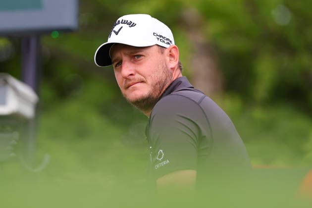 NEWTON SQUARE, PA - MAY 14: Emiliano Grillo of Argentina tees off at the tenth tee during round 1 of the 2026 PGA, Golf Herren Championship on May 14, 2026 at Aronimink Golf Club in Newtown Square, Pennsylvania. (Photo by Rich Graessle Icon Sportswire) GOLF: MAY 14 PGA PGA Championship EDITORIAL USE ONLY Icon260514255711