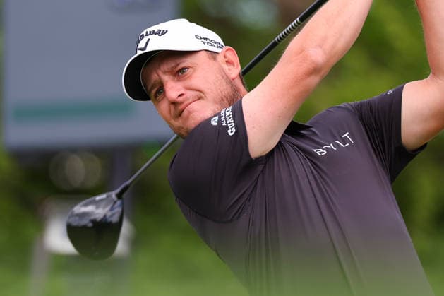 NEWTON SQUARE, PA - MAY 14: Emiliano Grillo of Argentina tees off at the tenth tee during round 1 of the 2026 PGA, Golf Herren Championship on May 14, 2026 at Aronimink Golf Club in Newtown Square, Pennsylvania. (Photo by Rich Graessle Icon Sportswire) GOLF: MAY 14 PGA PGA Championship EDITORIAL USE ONLY Icon260514255721