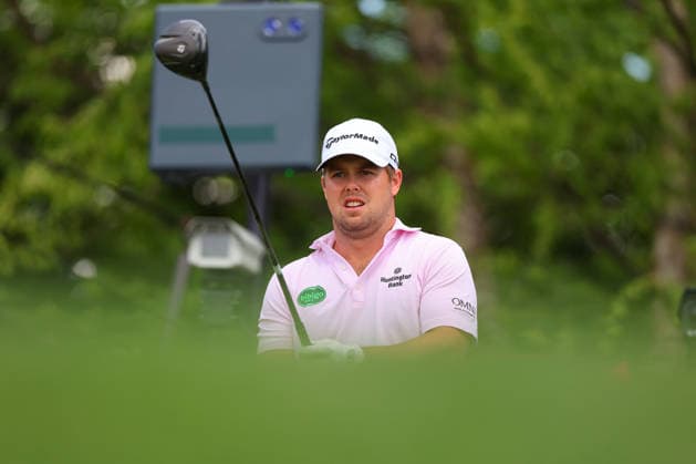 NEWTON SQUARE, PA - MAY 14: Pierceson Coody of the United States tees off at the tenth tee during round 1 of the 2026 PGA, Golf Herren Championship on May 14, 2026 at Aronimink Golf Club in Newtown Square, Pennsylvania. (Photo by Rich Graessle Icon Sportswire) GOLF: MAY 14 PGA PGA Championship EDITORIAL USE ONLY Icon260514255781