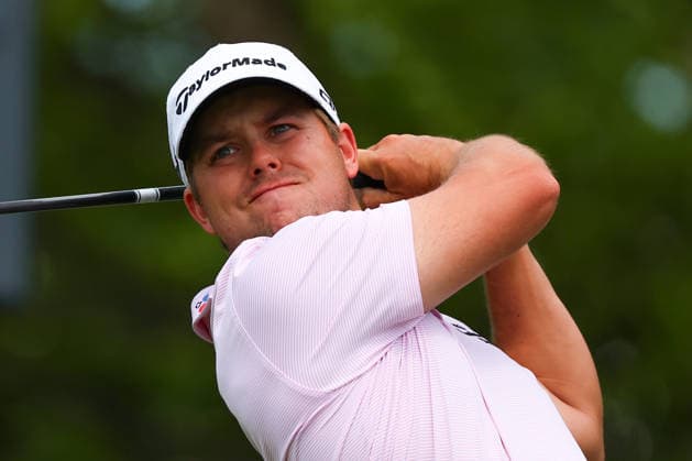 NEWTON SQUARE, PA - MAY 14: Pierceson Coody of the United States tees off at the tenth tee during round 1 of the 2026 PGA, Golf Herren Championship on May 14, 2026 at Aronimink Golf Club in Newtown Square, Pennsylvania. (Photo by Rich Graessle Icon Sportswire) GOLF: MAY 14 PGA PGA Championship EDITORIAL USE ONLY Icon260514255801