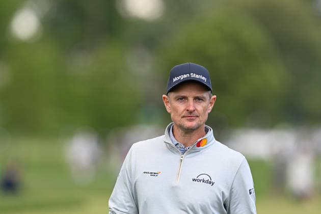NEWTON SQUARE, PA - MAY 14: Justin Rose of England looks on during round one of the 2026 PGA, Golf Herren Championship on May 14th, 2026 at Aronimink Golf Club in Newtown Square, PA.(Photo by Terence Lewis Icon Sportswire) GOLF: MAY 14 PGA PGA Championship EDITORIAL USE ONLY Icon260514043