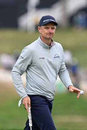 NEWTON SQUARE, PA - MAY 14: Justin Rose of England looks on during round one of the 2026 PGA, Golf Herren Championship on May 14th, 2026 at Aronimink Golf Club in Newtown Square, PA.(Photo by Terence Lewis Icon Sportswire) GOLF: MAY 14 PGA PGA Championship EDITORIAL USE ONLY Icon260514045