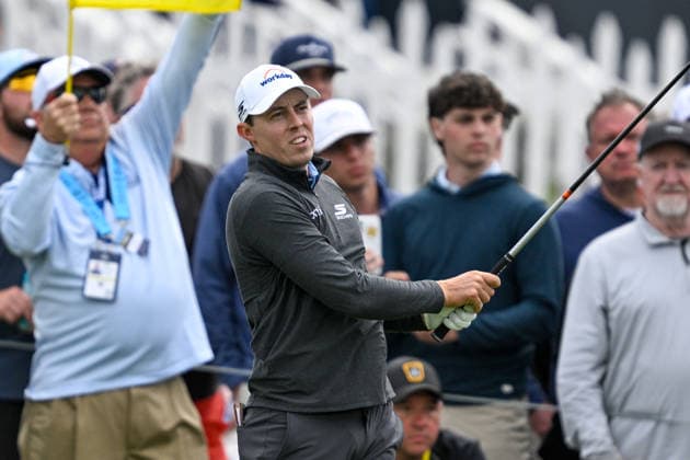 NEWTON SQUARE, PA - MAY 14: Matt Fitzpatrick of England reacts during round one of the 2026 PGA, Golf Herren Championship on May 14th, 2026 at Aronimink Golf Club in Newtown Square, PA.(Photo by Terence Lewis Icon Sportswire) GOLF: MAY 14 PGA PGA Championship EDITORIAL USE ONLY Icon260514075