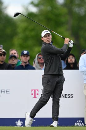 NEWTON SQUARE, PA - MAY 14: Matt Fitzpatrick of England reacts during round one of the 2026 PGA, Golf Herren Championship on May 14th, 2026 at Aronimink Golf Club in Newtown Square, PA.(Photo by Terence Lewis Icon Sportswire) GOLF: MAY 14 PGA PGA Championship EDITORIAL USE ONLY Icon260514116
