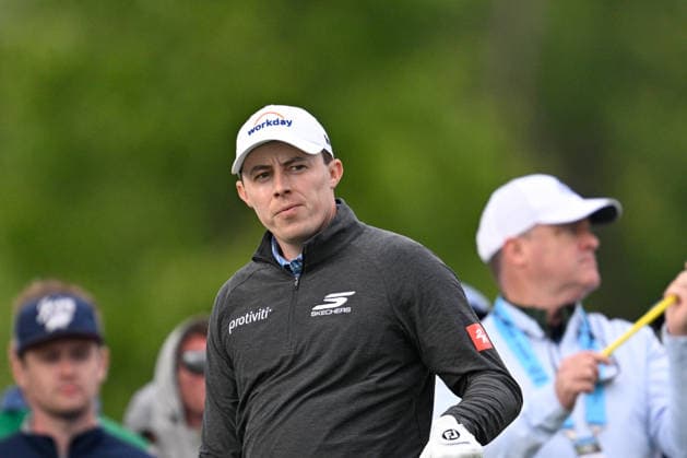 NEWTON SQUARE, PA - MAY 14: Matt Fitzpatrick of England reacts during round one of the 2026 PGA, Golf Herren Championship on May 14th, 2026 at Aronimink Golf Club in Newtown Square, PA.(Photo by Terence Lewis Icon Sportswire) GOLF: MAY 14 PGA PGA Championship EDITORIAL USE ONLY Icon260514117