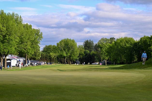 NEWTON SQUARE, PA - MAY 14: A general view of Aronimink Golf Club is shown during round one of the 2026 PGA, Golf Herren Championship on May 14th, 2026 at Aronimink Golf Club in Newtown Square, PA.(Photo by Terence Lewis Icon Sportswire) GOLF: MAY 14 PGA PGA Championship EDITORIAL USE ONLY Icon260514148