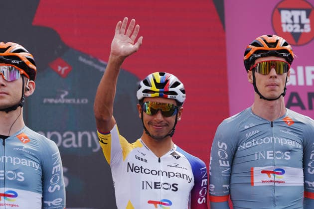 Colombia™s Egan Arley Bernal Gomez of Netcompany Ineos during Stage 7 of the Giro d™Italia from Formia to Blockhaus, Italy. Friday May 15, 2026.  Copyright: xMassimoxPaolonex xLaPressex