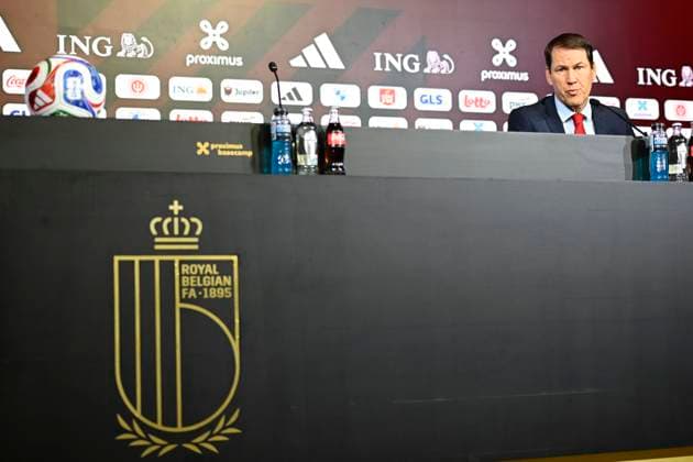 Belgian National Football Team Media Activities 15 05 2026 TUBIZE, BELGIUM - MAY 15 : Garcia Rudi head coach of Belgium announcing the FIFA 2026 Wold Cup Red Devils squad list during a press conference, PK, Pressekonferenz prior to the FIFA World Cup, WM, Weltmeisterschaft, Fussball Football 2026 at the Belgian National Football center on May 15, 2026 in Tubize, Belgium, 15 05 2026 Tubize Belgium  Copyright: xNicoxVereeckenx