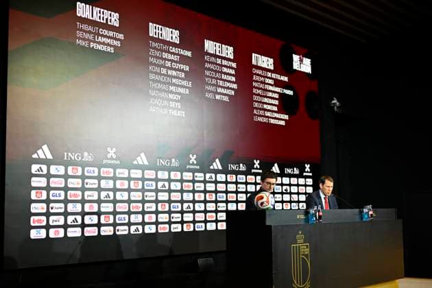 Belgian National Football Team Media Activities 15 05 2026 TUBIZE, BELGIUM - MAY 15 : Cornez Pierre communication of Royal Belgian Football Federation and Garcia Rudi head coach of Belgium announcing the FIFA 2026 Wold Cup Red Devils squad list during a press conference, PK, Pressekonferenz prior to the FIFA World Cup, WM, Weltmeisterschaft, Fussball Football 2026 at the Belgian National Football center on May 15, 2026 in Tubize, Belgium, 15 05 2026 Tubize Belgium  Copyright: xNicoxVereeckenx