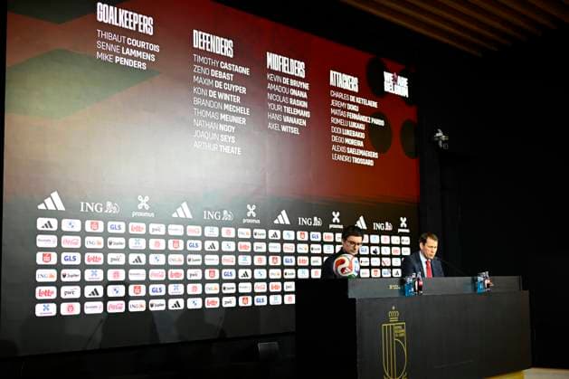 Belgian National Football Team Media Activities 15 05 2026 TUBIZE, BELGIUM - MAY 15 : Cornez Pierre communication of Royal Belgian Football Federation and Garcia Rudi head coach of Belgium announcing the FIFA 2026 Wold Cup Red Devils squad list during a press conference, PK, Pressekonferenz prior to the FIFA World Cup, WM, Weltmeisterschaft, Fussball Football 2026 at the Belgian National Football center on May 15, 2026 in Tubize, Belgium, 15 05 2026 Tubize Belgium  Copyright: xNicoxVereeckenx