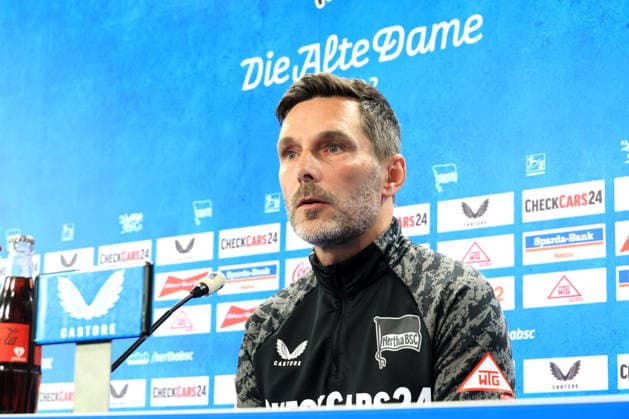 DEU, DFL, 2 FBL Hertha BSC, PK, 15 05 2026, Sportforum, Berlin, DEU, DFL, 2 FBL Hertha BSC, PK, im Bild Cheftrainer Stefan Leitl Hertha BSC Berlin DFL regulations prohibit any use of Photographs as image sequences and or quasi video nordphotoxGmbHx xEngler nph00076