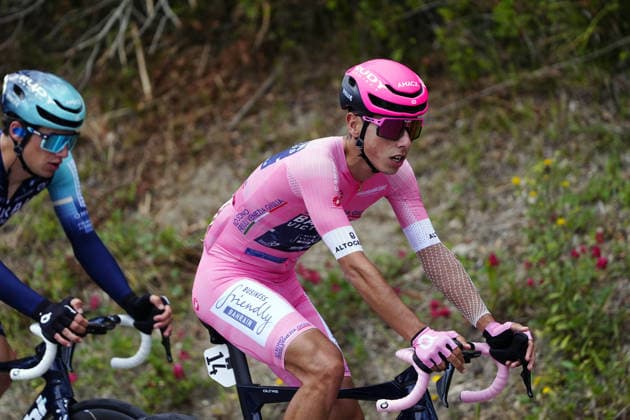 Portugal™s Afonso Oliveira Eulalio of Bahrain Victorious pink jersey during Stage 7 of the Giro d™Italia from Formia to Blockhaus, Italy. Friday May 15, 2026.  Copyright: xFabioxFerrarix xLaPressex