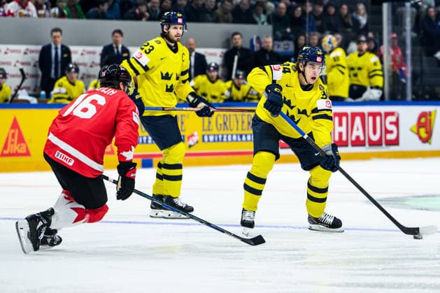 260515 Albert Johansson of Sweden during the 2026 IIHF Ice Hockey World Championship match between Canada and Sweden on May 15, 2026 in Fribourg Photo Jesper Zerman BILDBYRAN kod JZ JZ0714 ishockey ice hockey ishockey vm 2026 vm 2026 iihf world championship kanada canada sverige sweden bbeng  Copyright: JESPERxZERMAN BB260515BB162