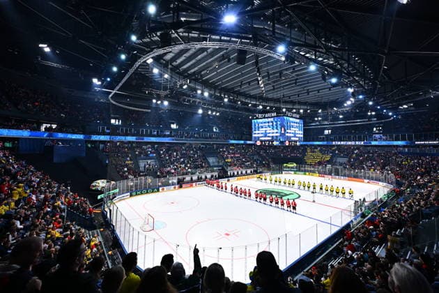 BCF Arena in Fribourg, Switzerland, before the IIHF World Championship, WM, Weltmeisterschaft Group B match Canada vs Sweden on May 15, 2026. (CTKxPhoto RadekxPetrasek) CTKPhotoP2026051506115  CTKPhotoP2026051506115