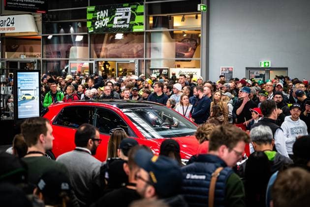Large crowd gathers at the Nürburgring for the world premiere of the Volkswagen ID Polo GTI World premiere Volkswagen ID Polo GTI Copyright: xMichaelxGelhardtx