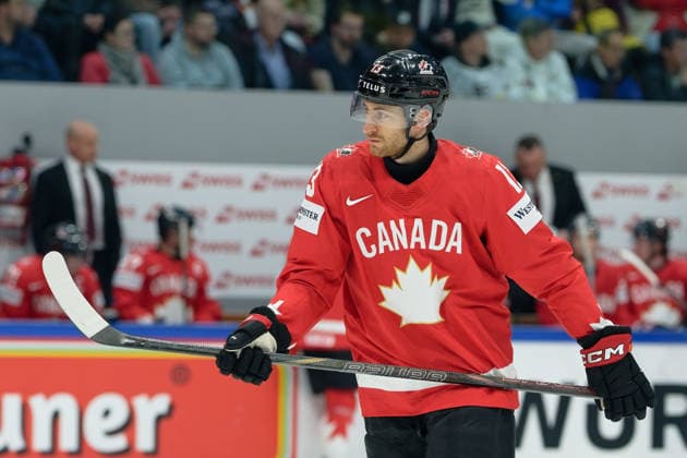 Fribourg, Switzerland - May 15 : Vilardi Gabriel of Canada portrait (headshot close up) during the 2026 IIHF Ice hockey, Eishockey World Championship, WM, Weltmeisterschaft match between Canada and Sweden at Fribourg BCF Arena on May 15 , 2026 in Fribourg, Switzerland. Copyright: xGiuseppexVelletrix Sportspressphoto_SPR147082